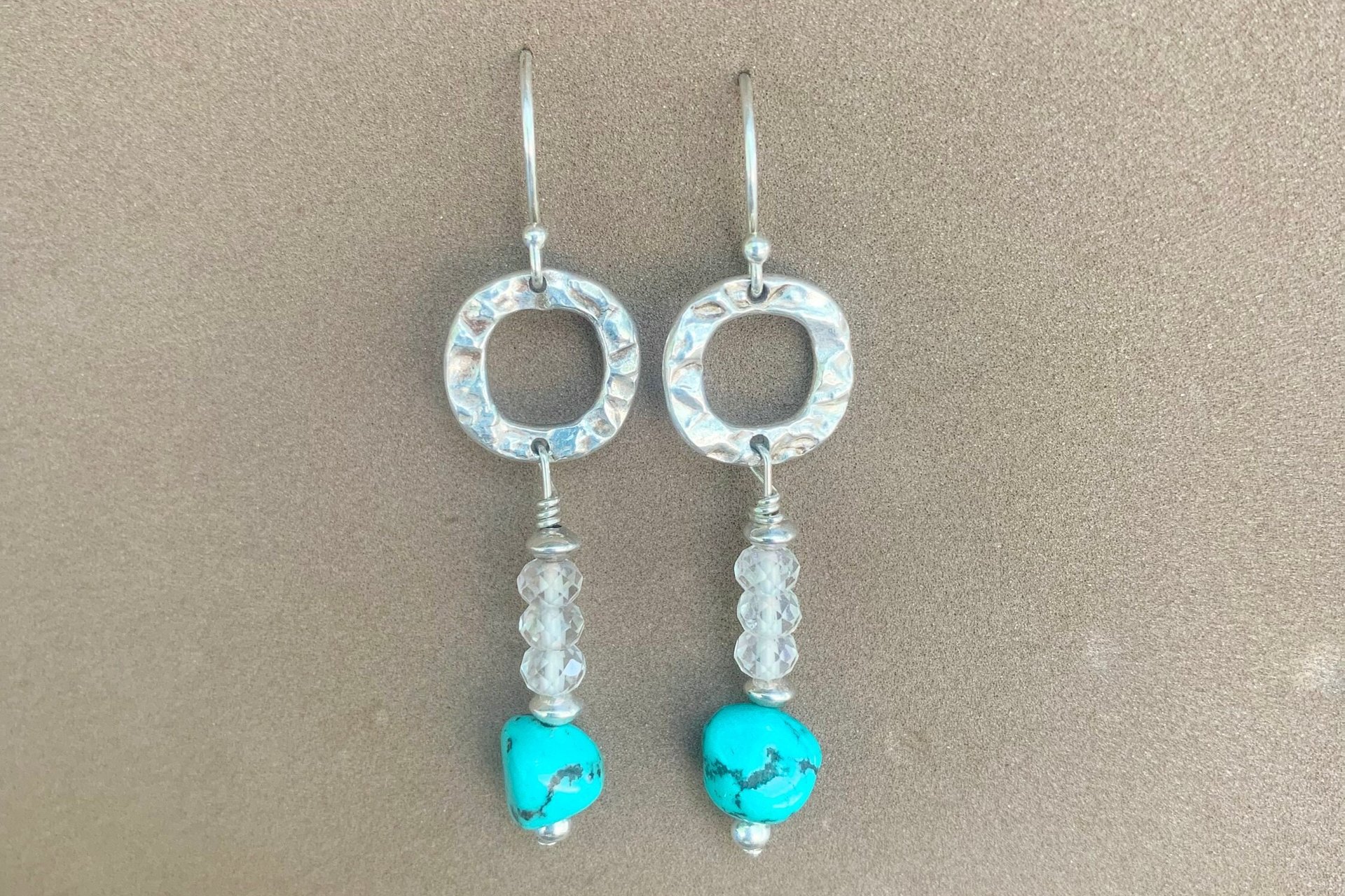 Turquoise Nugget Earrings, Imperial Topaz Earrings, Sterling Silver Earrings