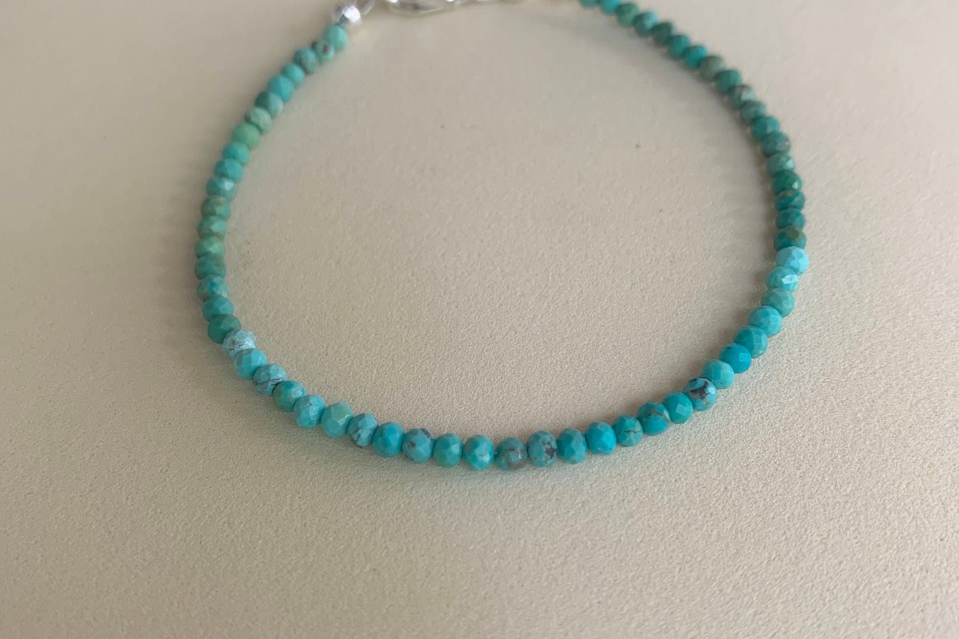 Turquoise Dainty Bracelet, Southwestern Bracelet, Blue/Green 2mm Turquoise Gemstones, Layering Bracelet, Sterling Silver Bracelet