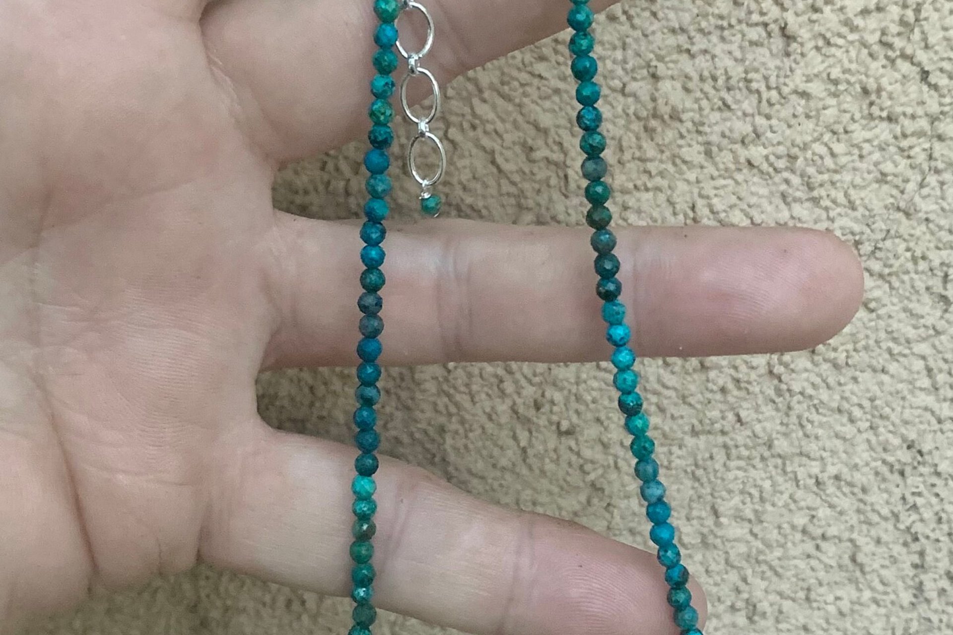 Chrysocolla Dainty Necklace, Layering Necklace , Micro Faceted Gemstone Necklace