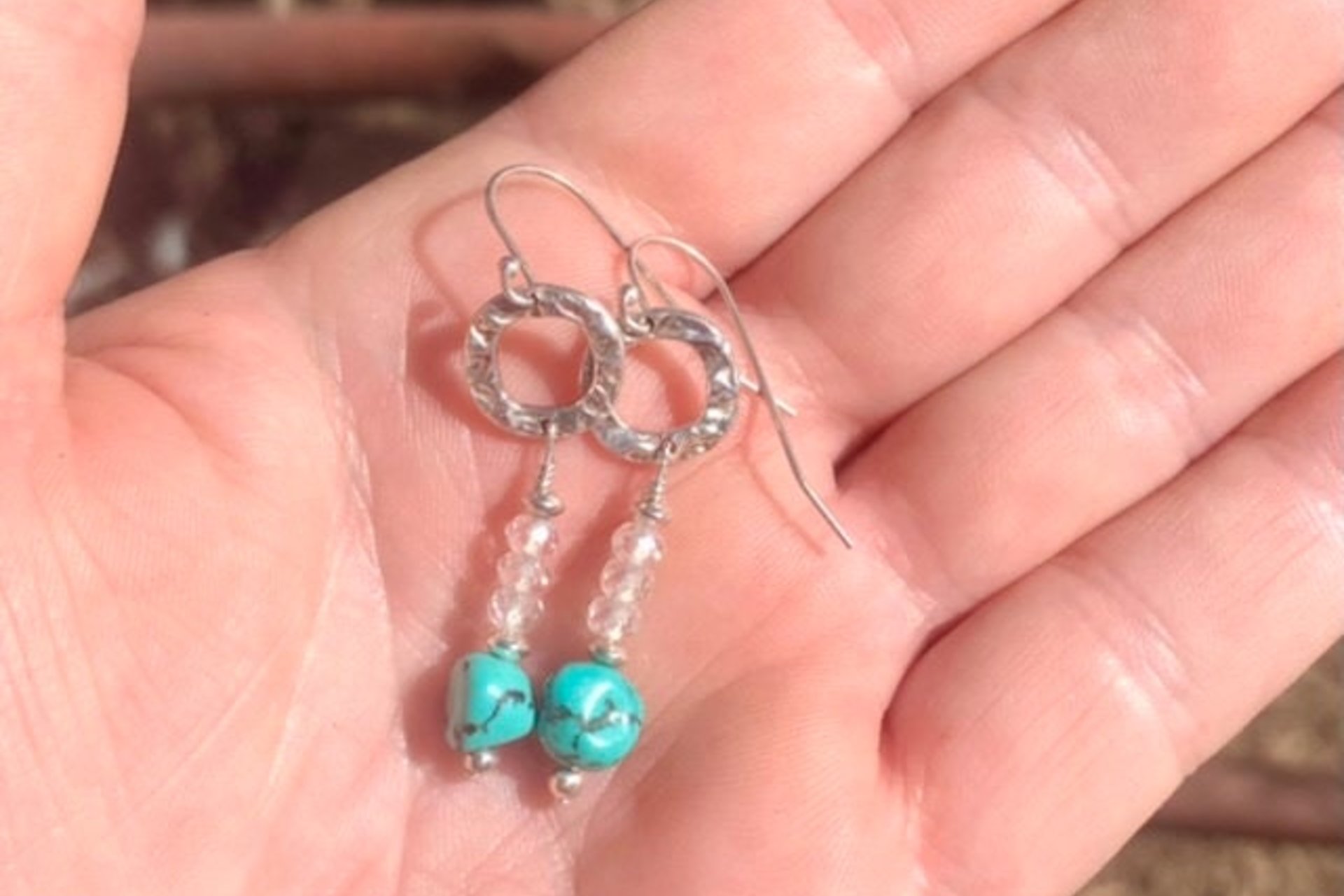 Turquoise Nugget Earrings, Imperial Topaz Earrings, Sterling Silver Earrings