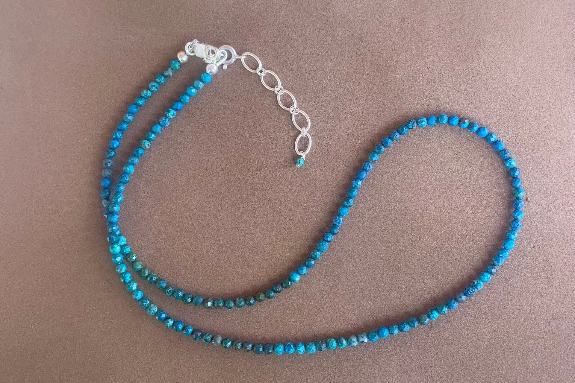 Chrysocolla Dainty Necklace, Layering Necklace , Micro Faceted Gemstone Necklace