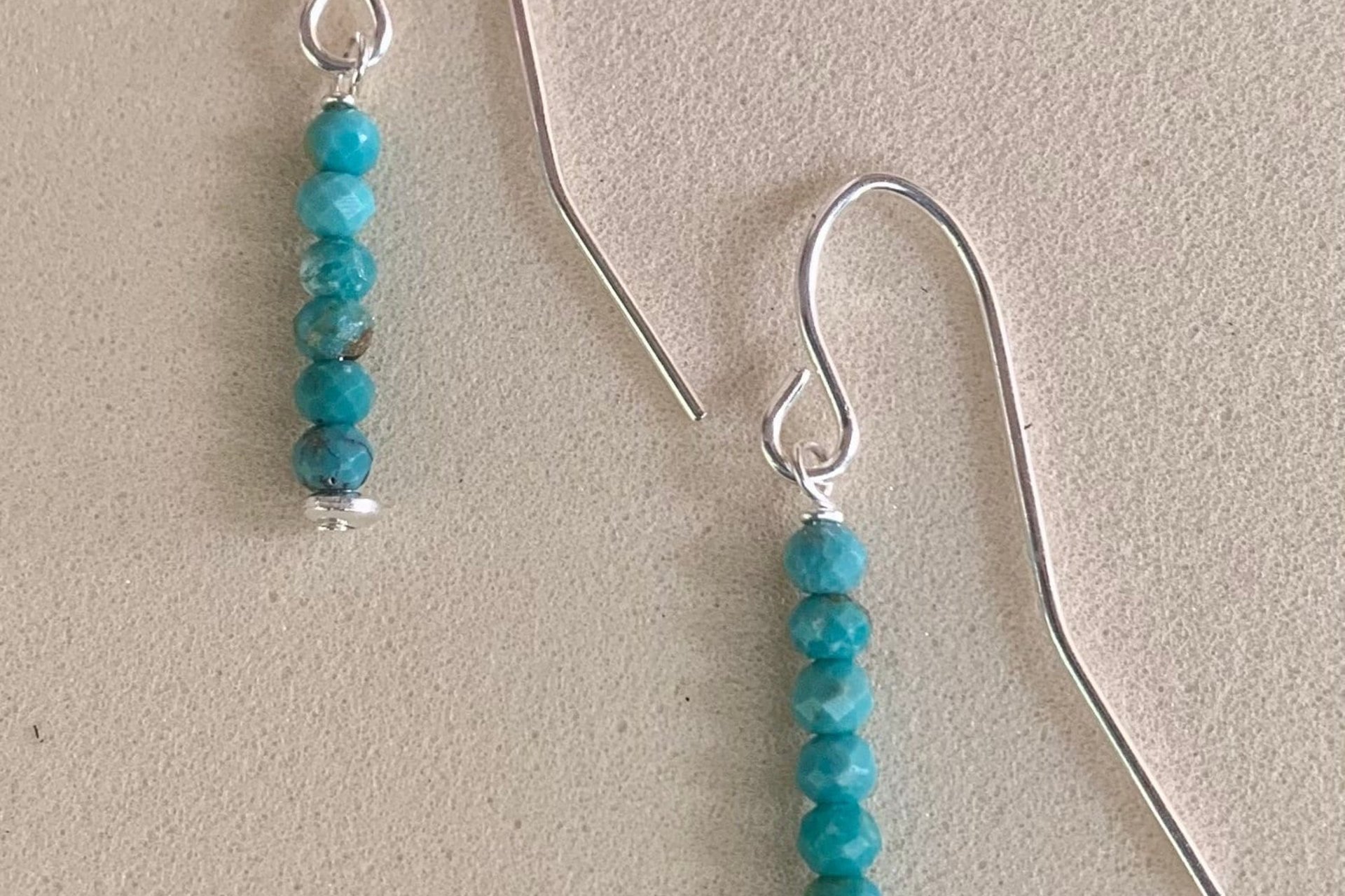 Dainty, Tiny Turquoise Earrings, Green/Blue Turquoise Faceted Earrings