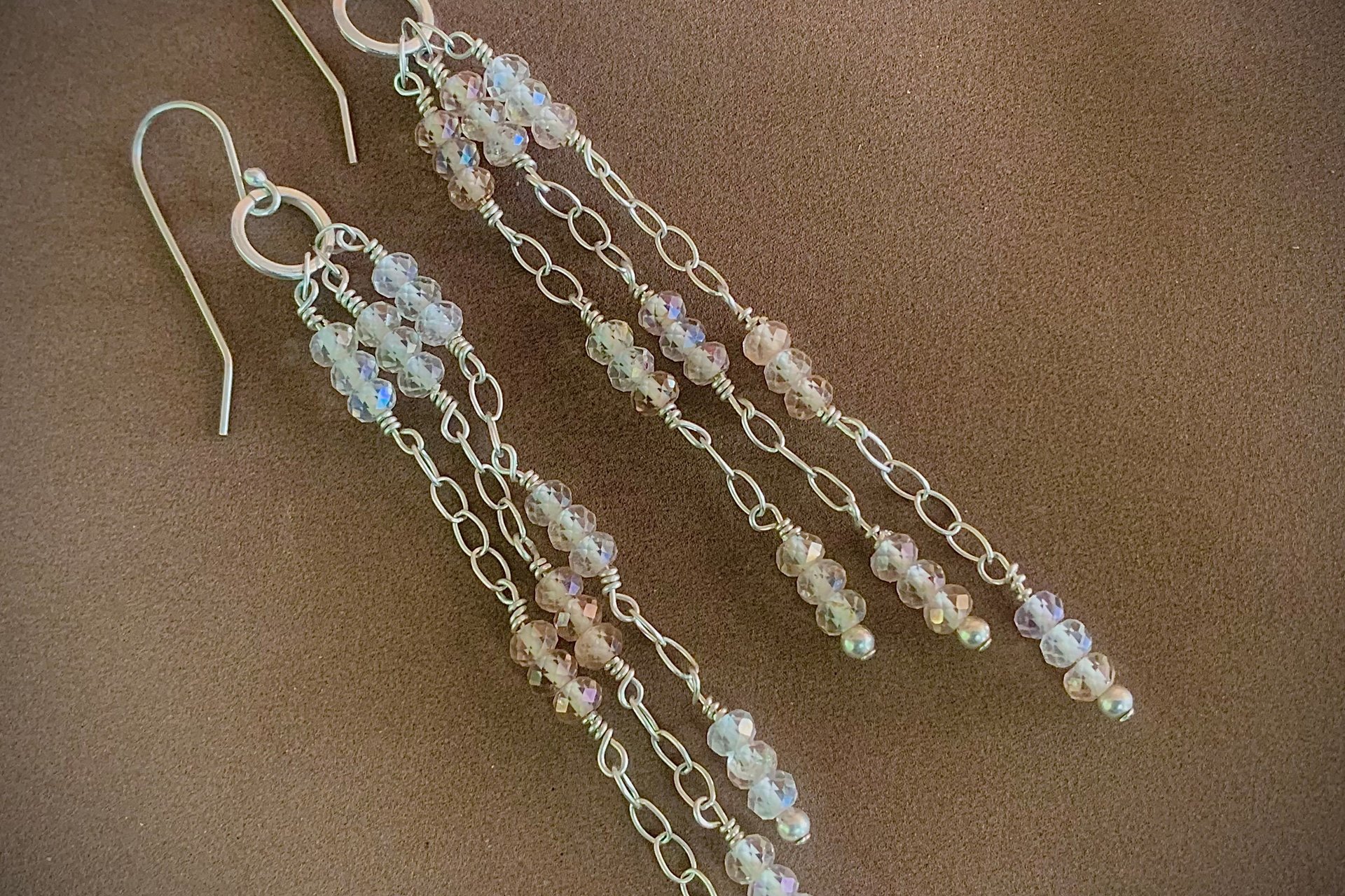 Turquoise Earrings, Sterling Silver Chain Earrings, Gemstone Earrings, Imperial Topaz Earrings