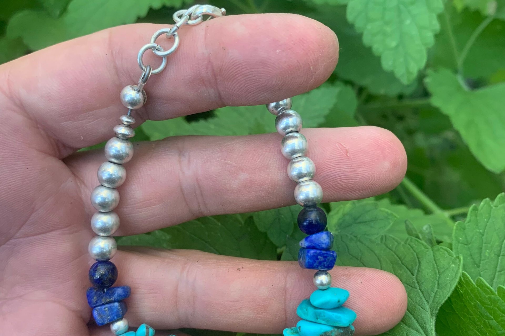 Turquoise, Carnelian and Lapis Lazuli Bracelet, Sterling Silver Bracelet, Mixed Gemstone Bracelet