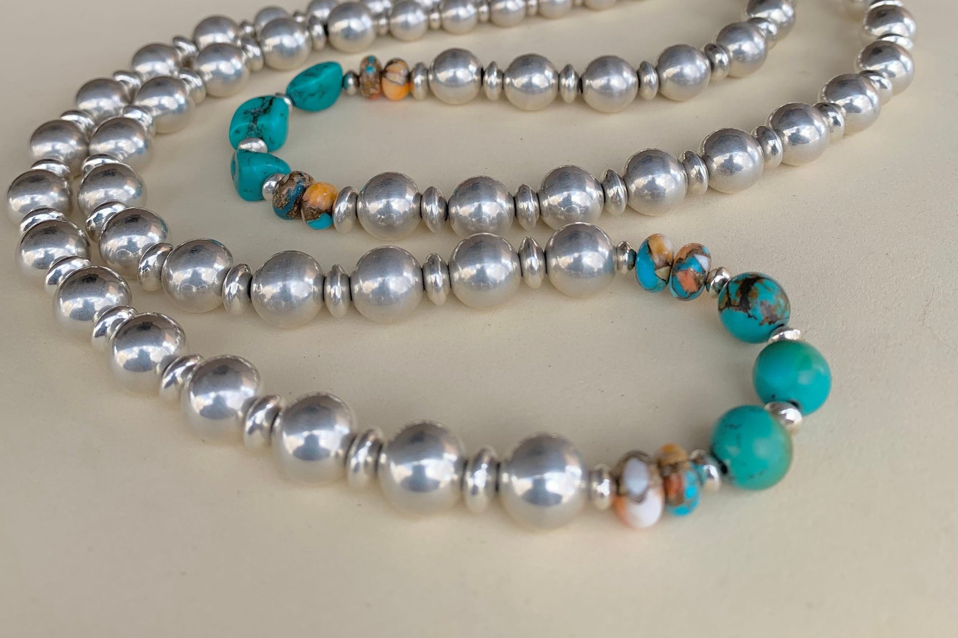 Turquoise Southwestern Style Necklace, Spiny Oyster and Sterling Silver Necklace, Statement Jewelery