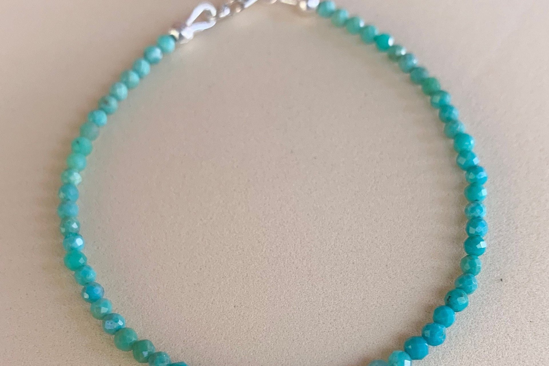 Turquoise Dainty Bracelet, Southwestern Bracelet, Blue/Green 2mm Turquoise Gemstones, Layering Bracelet, Sterling Silver Bracelet