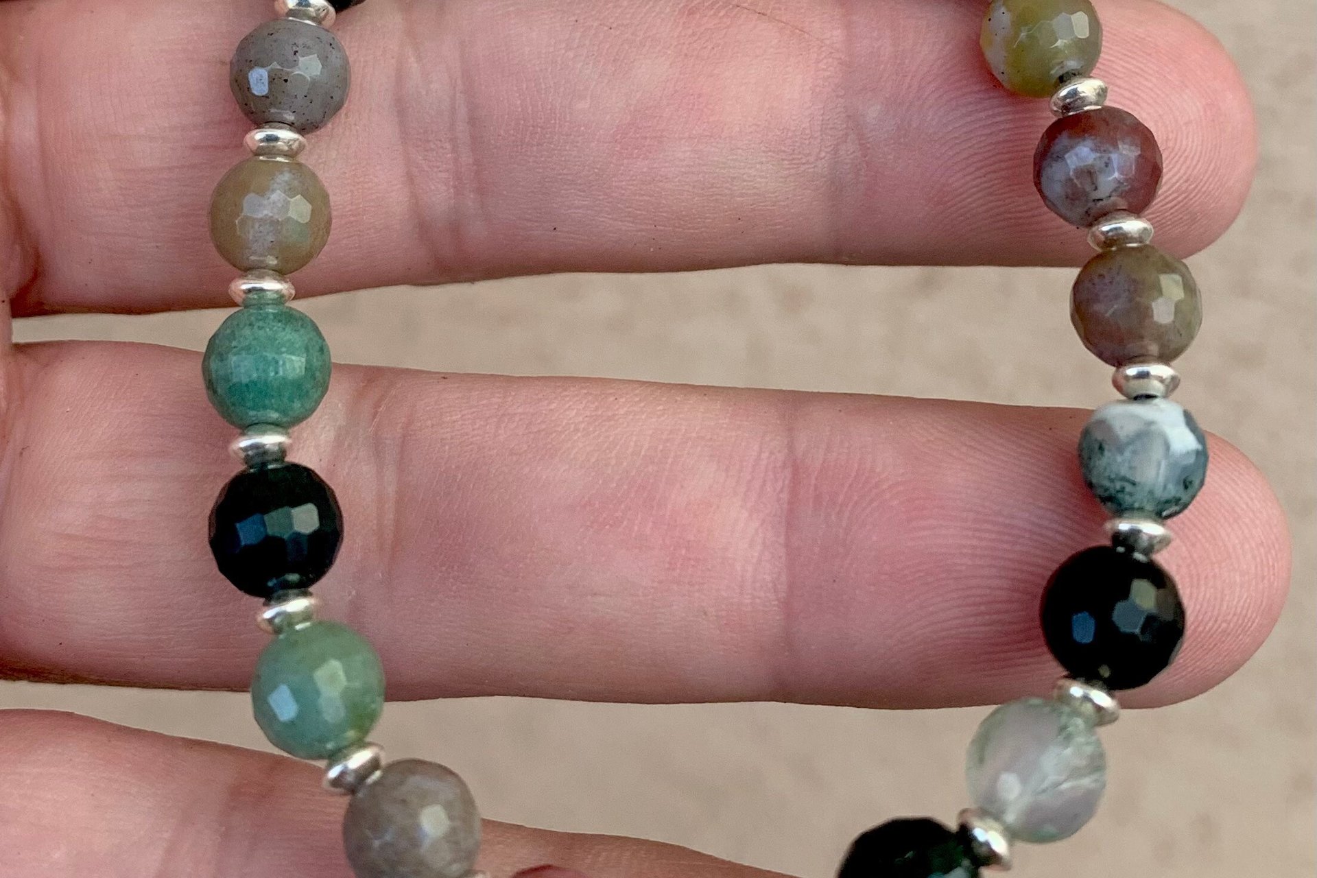Faceted Fancy Jasper Bracelet, Sterling Silver Bracelet, Multicolored Jasper Bracelet