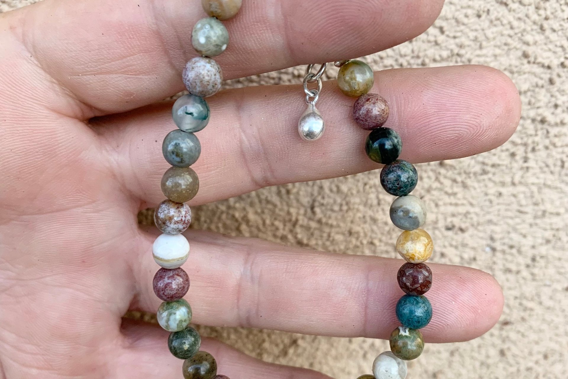 Ocean Jasper Bracelet, Sterling Silver Bracelet, Minimalist Bracelet