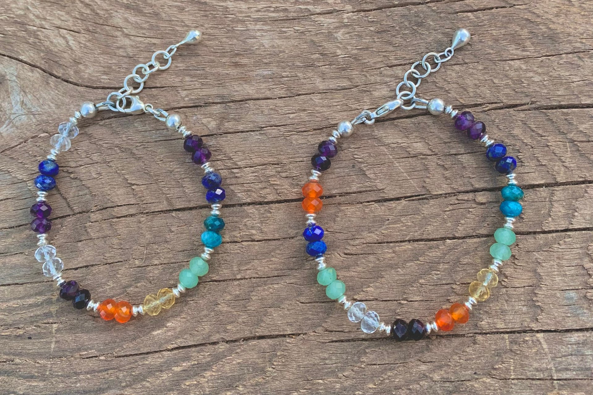 Multicolored Faceted Gemstone Bracelet, Sterling Silver Bracelet, Colorful Bracelet, Gemstone Rondelle Bracelet