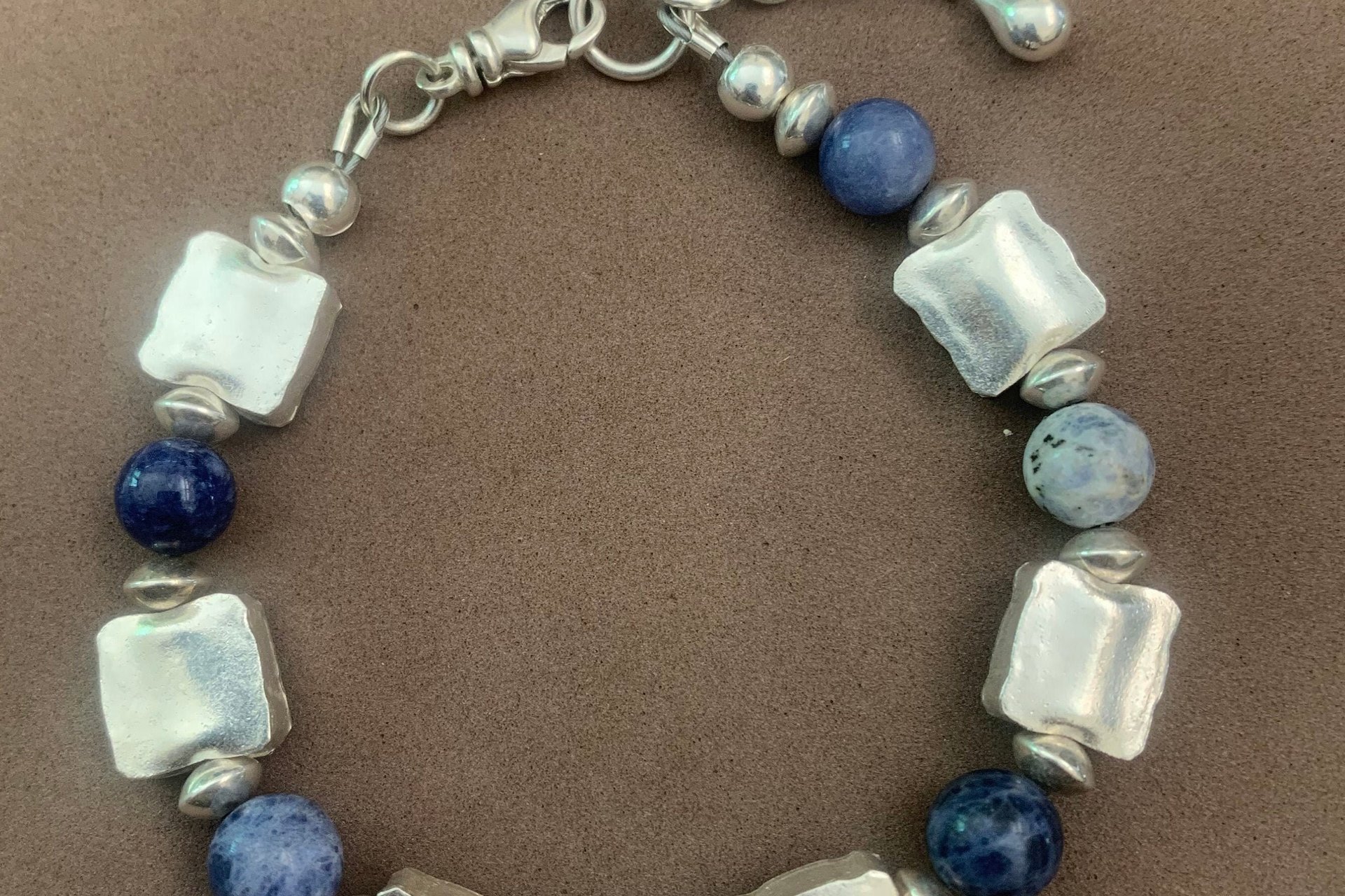 Sodalite Bracelet,Sterling Silver Bracelet, Fine Silver Bracelet, Gemstone Bracelet, Adjustable Bracelet