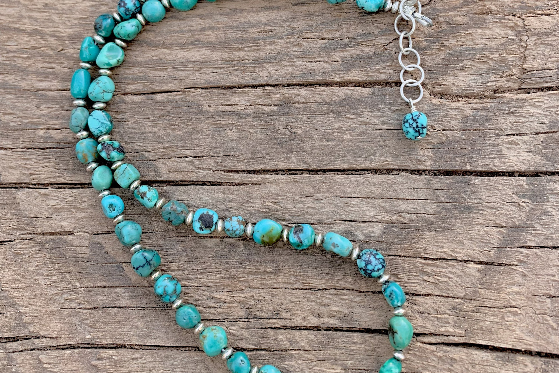 Turquoise Nugget and Sterling Silver Necklace