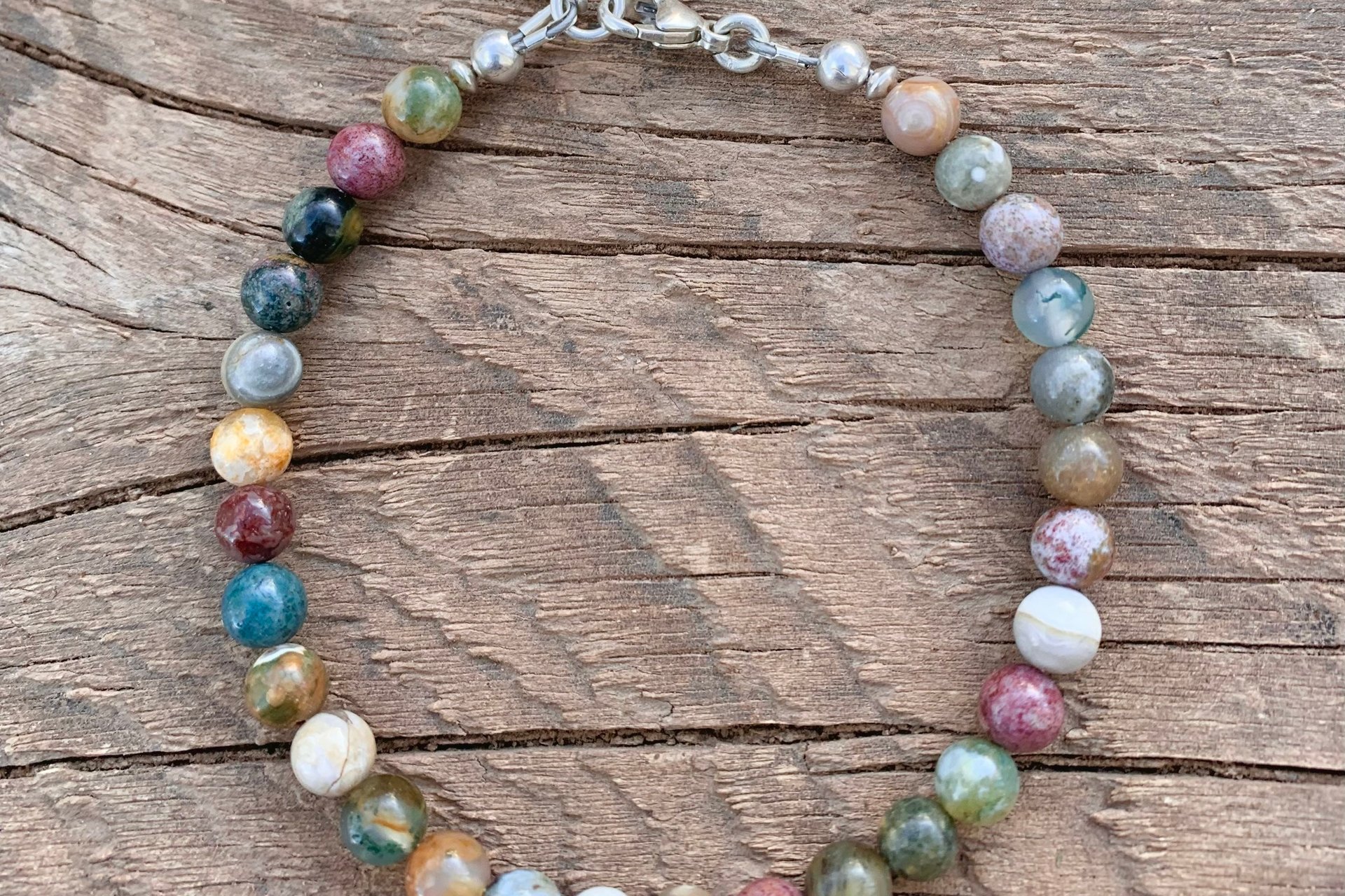 Ocean Jasper Bracelet, Sterling Silver Bracelet, Minimalist Bracelet
