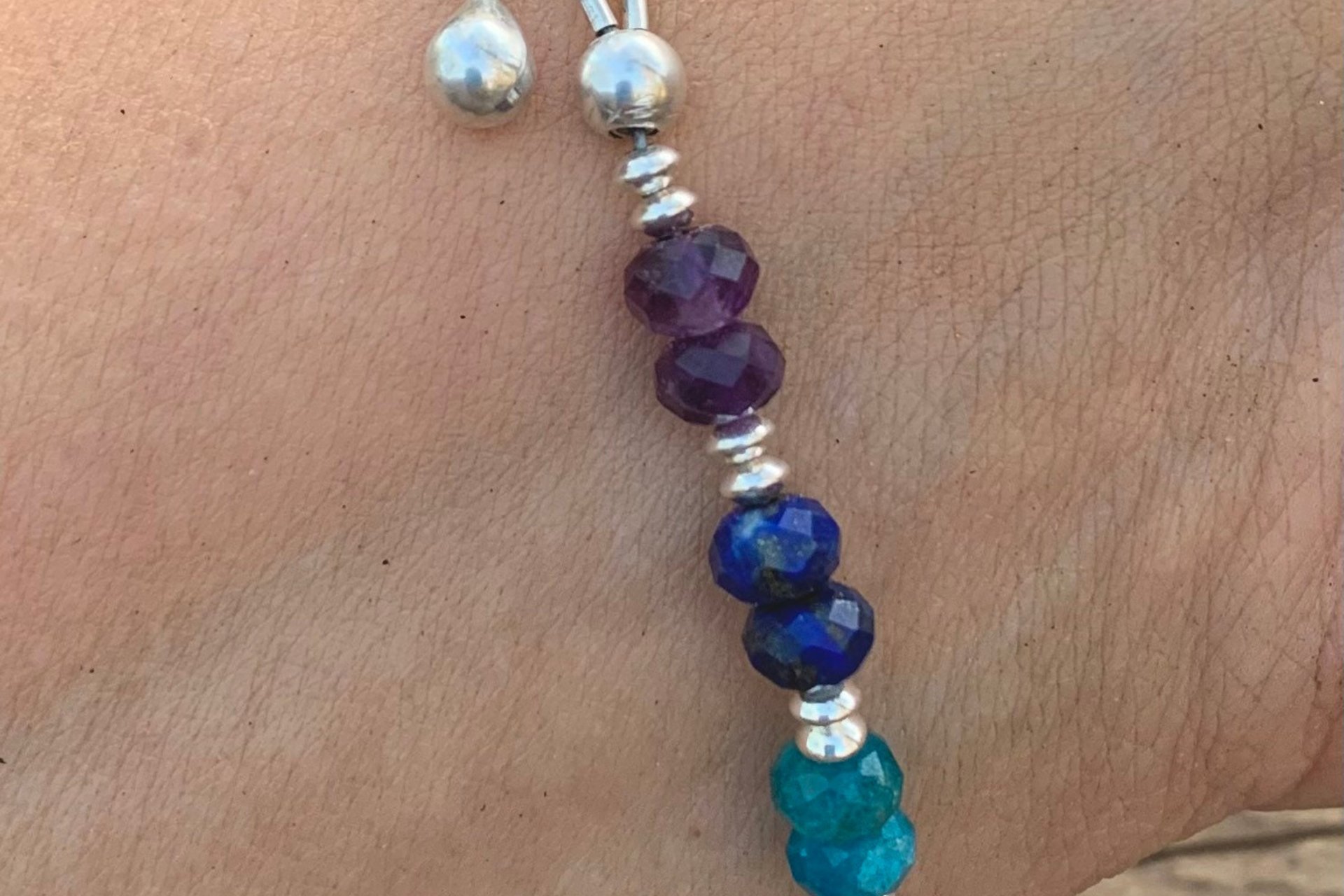 Multicolored Faceted Gemstone Bracelet, Sterling Silver Bracelet, Colorful Bracelet, Gemstone Rondelle Bracelet