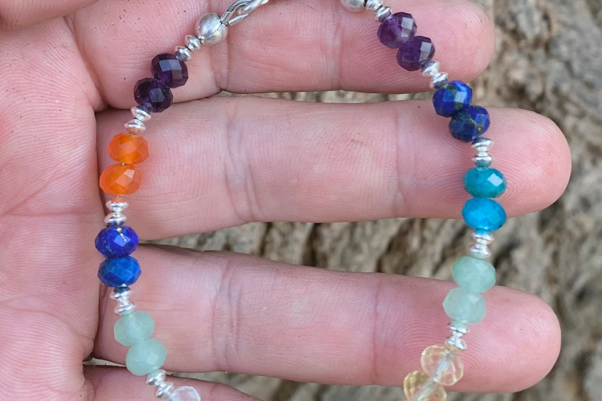 Multicolored Faceted Gemstone Bracelet, Sterling Silver Bracelet, Colorful Bracelet, Gemstone Rondelle Bracelet