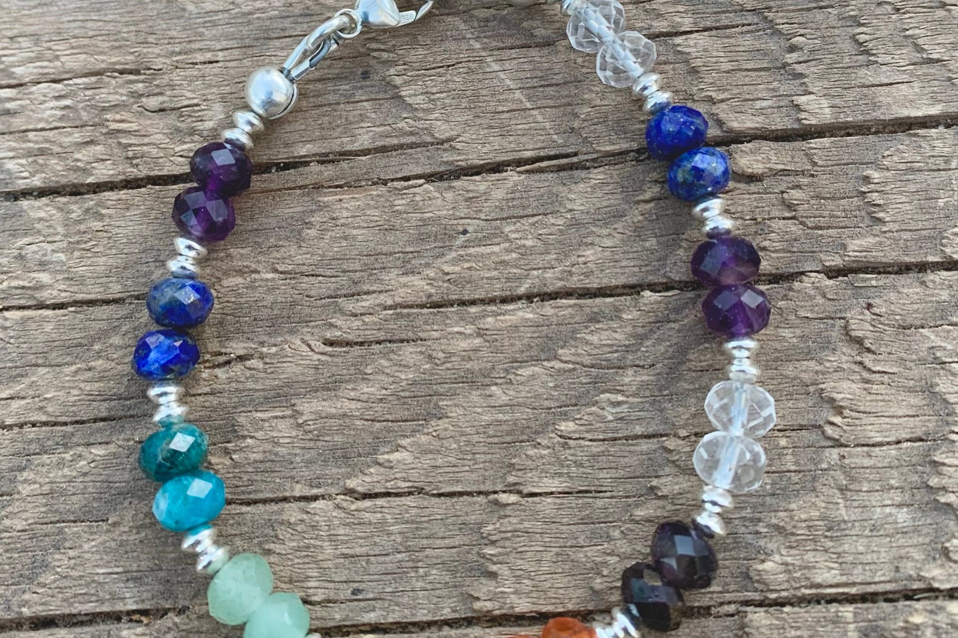 Multicolored Faceted Gemstone Bracelet, Sterling Silver Bracelet, Colorful Bracelet, Gemstone Rondelle Bracelet