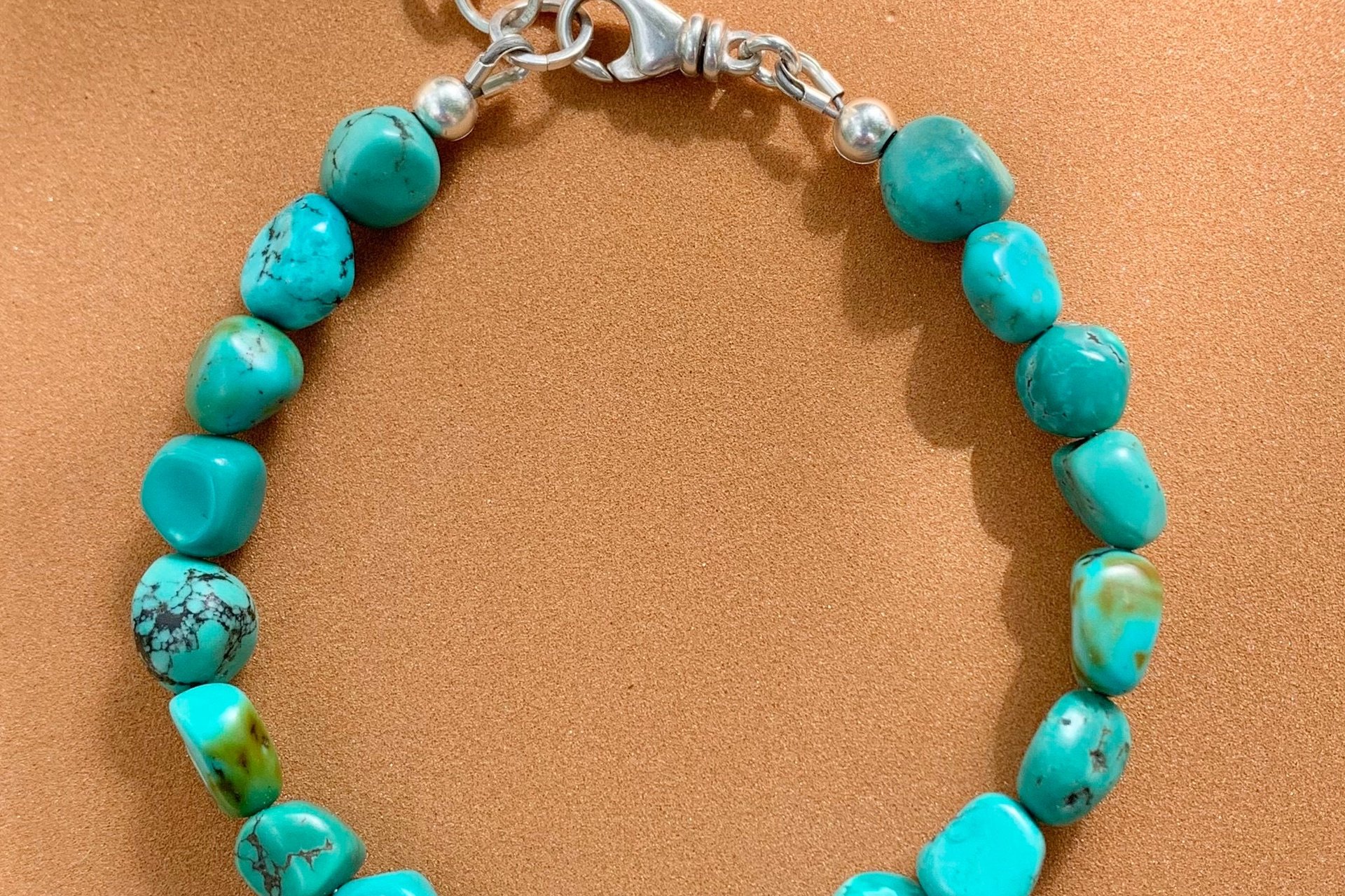 Men’s Turquoise Nugget Bracelet, Sterling Silver Bracelet, Men’s Turquoise Jewelry, Gift for Him
