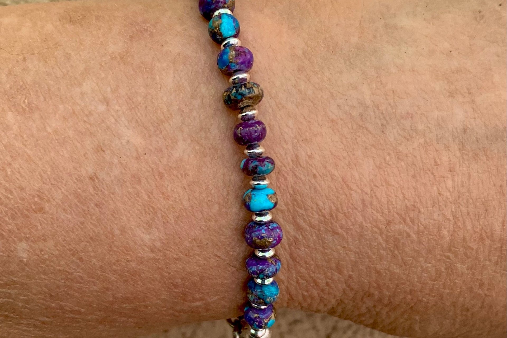 Kingman Turquoise Bracelet, Purple Mojave Bracelet, Sterling Silver Bracelet, Women’s Bracelet