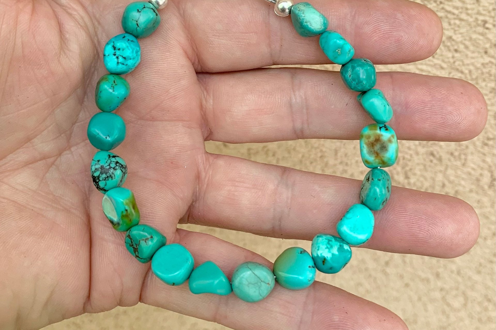 Men’s Turquoise Nugget Bracelet, Sterling Silver Bracelet, Men’s Turquoise Jewelry, Gift for Him