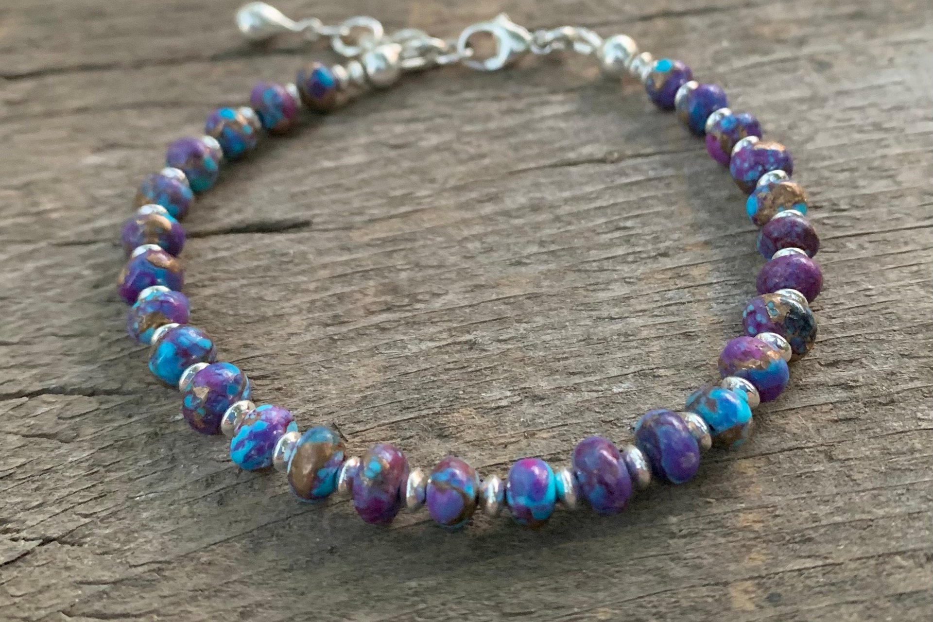 Kingman Turquoise Bracelet, Purple Mojave Bracelet, Sterling Silver Bracelet, Women’s Bracelet
