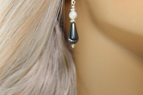 Hemalyke Teardrop Earrings, Sterling Silver Earrings, Stardust Silver Earrings