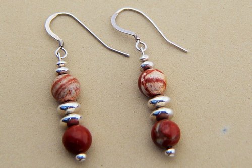 Red Jasper Earrings, Sterling Silver Earrings, Southwestern Earrings, Gemstone Earrings