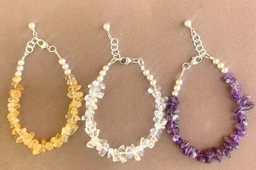 Gemstone Chip Bracelets, Sterling Silver Bracelets, Gemstone Chip and Nugget  Bracelets, Adjustable Bracelets