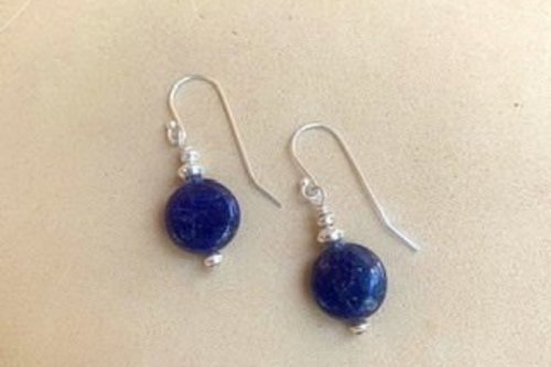Lapis Lazuli Earrings, Sterling Silver Earrings, Gemstone Earrings, Minimalist Earrings