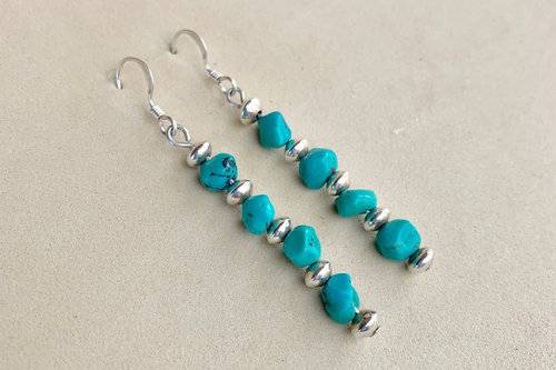 Turquoise Earrings, Sterling Silver Earrings, Southwestern Earrings, Gemstone Earrings