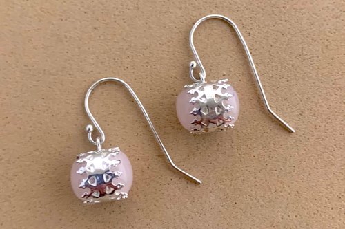 Rose Quartz Earrings, Sterling Silver Earrings, Gemstone Earrings, Sterling Silver Bezel Earrings.