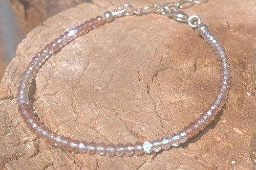 Imperial Topaz Bracelet, Sterling and Fine Silver Bracelet, Dainty Gemstone Bracelet