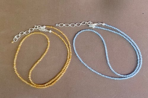 Dainty Citrine Layering Necklace, Aquamarine Faceted Gemstone Necklace