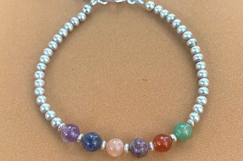 Multi Gemstone Bracelet, Sterling Silver Bracelet, Stacking Bracelet, Minimalist Jewelry