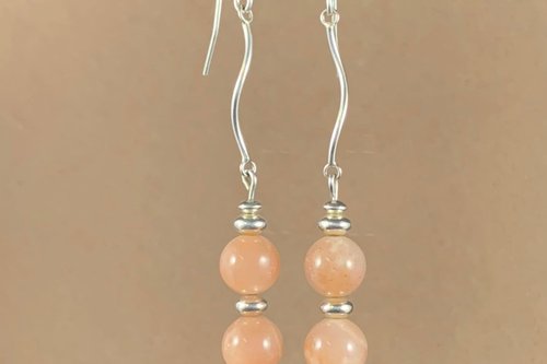 Gemstone Earrings, Sunstone Earrings, Sterling Silver Earrings, Long Dangle Earrings.
