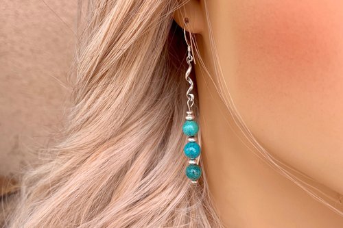 Turquoise Earrings, Sterling Silver Earrings, Southwestern Turquoise Earrings