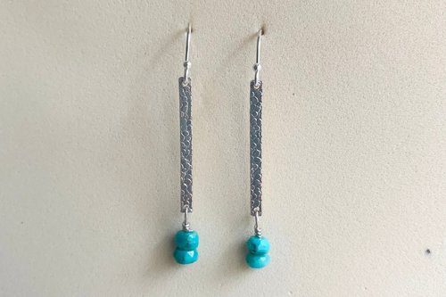 Turquoise Earrings, Sterling Silver Dainty Earrings, Dangle Earrings