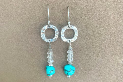 Turquoise Nugget Earrings, Imperial Topaz Earrings, Sterling Silver Earrings