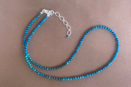Chrysocolla Dainty Necklace, Layering Necklace , Micro Faceted Gemstone Necklace