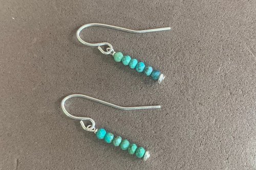 Dainty, Tiny Turquoise Earrings, Green/Blue Turquoise Faceted Earrings