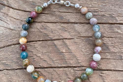 Ocean Jasper Bracelet, Sterling Silver Bracelet, Minimalist Bracelet